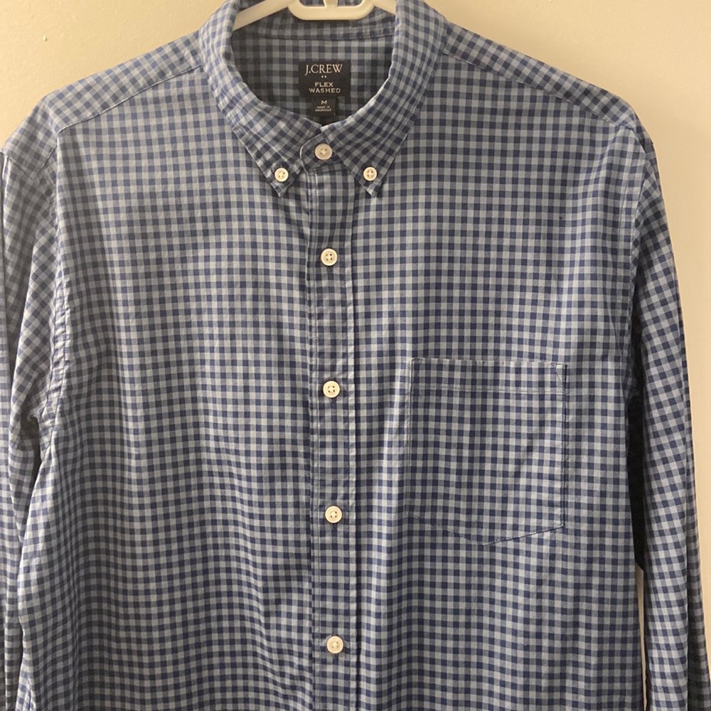 J Crew flex washed classic shirt in Gingham blue/light blue